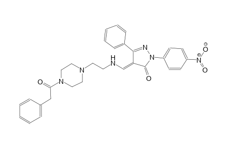 3H-pyrazol-3-one, 2,4-dihydro-2-(4-nitrophenyl)-5-phenyl-4-[[[2-[4-(phenylacetyl)-1-piperazinyl]ethyl]amino]methylene]-, (4E)-