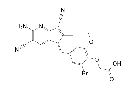 {4-[(E)-(2-amino-3,7-dicyano-4,6-dimethyl-5H-cyclopenta[b]pyridin-5-ylidene)methyl]-2-bromo-6-methoxyphenoxy}acetic acid