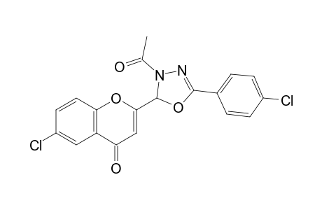 2-(3-acetyl-5-(4-chlorophenyl)-2,3-dihydro-1,3,4-oxadiazol-2-yl)-6-chloro-4H-chromen-4-one
