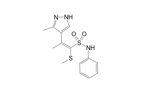 2-(3-Methyl-1H-pyrazol-4-yl)-1-(methylthio)-N-phenylprop-1-ene-1-sulfonamide