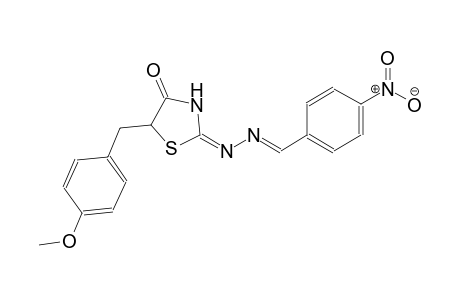 benzaldehyde, 4-nitro-, [(2E)-5-[(4-methoxyphenyl)methyl]-4-oxothiazolidinylidene]hydrazone