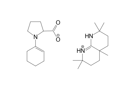 2,2,4a,7,7-pentamethyl-3,4,5,6-tetrahydro-1H-1,8-naphthyridin-8-ium 1-(cyclohexen-1-yl)pyrrolidine-2-carboxylate