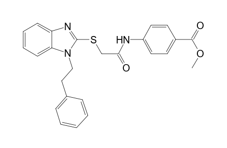 Benzoic acid, 4-[[2-[[1-(2-phenylethyl)-1H-1,3-benzimidazol-2-yl]thio]acetyl]amino]-, methyl ester