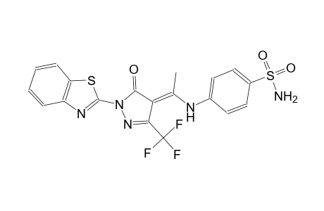 4-({(1E)-1-[1-(1,3-benzothiazol-2-yl)-5-oxo-3-(trifluoromethyl)-1,5-dihydro-4H-pyrazol-4-ylidene]ethyl}amino)benzenesulfonamide