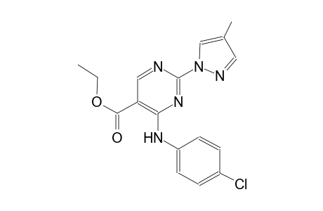 ethyl 4-(4-chloroanilino)-2-(4-methyl-1H-pyrazol-1-yl)-5-pyrimidinecarboxylate