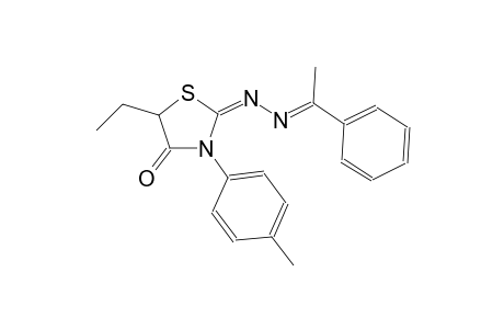 4-thiazolidinone, 5-ethyl-3-(4-methylphenyl)-2-[(2E)-2-(1-phenylethylidene)hydrazono]-, (2E)-