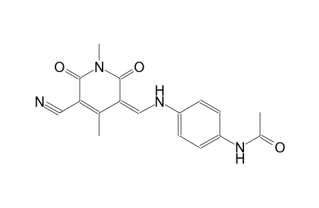 N-(4-{[(Z)-(5-cyano-1,4-dimethyl-2,6-dioxo-1,6-dihydro-3(2H)-pyridinylidene)methyl]amino}phenyl)acetamide