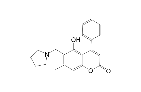 2H-1-benzopyran-2-one, 5-hydroxy-7-methyl-4-phenyl-6-(1-pyrrolidinylmethyl)-