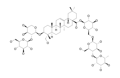 CAULOSIDE-F;3-O-BETA-D-GLUCOPYRANOSYL-(1->2)-ALPHA-L-ARABINOPYRANOSYL-HEDERAGENIN-28-O-ALPHA-L-RHAMNOPYRANOSYL-(1->4)-BETA-D-GLUCOPYRANOSYL-(1->6)-