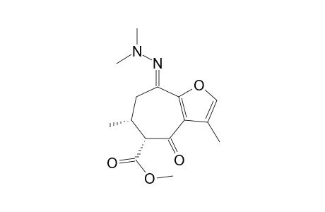 4H-Cyclohepta[b]furan-5-carboxylic acid, 8-(dimethylhydrazono)-5,6,7,8-tetrahydro-3,6-dimethyl-4-oxo-, methyl ester, (5.alpha.,6.alpha.,8E)-(.+-.)-