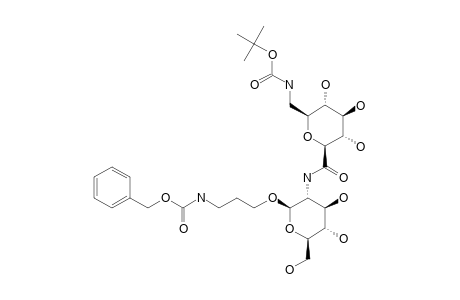3-BENZYLOXYCARBONYLAMINOPROPYL-2-DEOXY-2-(1-DEOXY-1-TERT.-BUTOXYCARBONYLAMINOMETHYL-BETA-D-GLUCOHEXOPYRANOSYLURONAMIDE)-BETA-D-GLUCOPYRANOSIDE