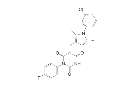 (5E)-5-{[1-(3-chlorophenyl)-2,5-dimethyl-1H-pyrrol-3-yl]methylene}-1-(4-fluorophenyl)-2,4,6(1H,3H,5H)-pyrimidinetrione