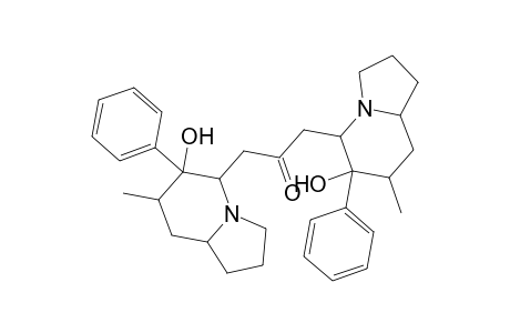 2-Propanone, 1,3-bis(octahydro-6-hydroxy-7-methyl-6-phenyl-5-indolizinyl)-, (5.alpha.,6.beta.,7.beta.,8a.alpha.)-[5'R*-(5'.alpha.,6'.beta.,7'.beta.,8'a.alpha.)]-(.+-.)-