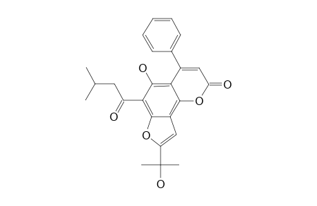 OCHROCARPIN-B;5-HYDROXY-8-(1-HYDROXY-1-METHYLETHYL)-6-(3-METHYL-1-OXOBUTYL)-4-PHENYL-2H-FURO-[2',3':5,6]-BENZO-[1,2-B]-PYRAN-2-ONE