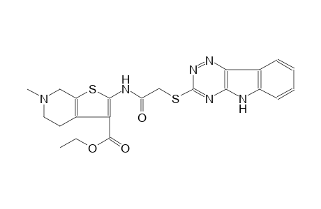 thieno[2,3-c]pyridine-3-carboxylic acid, 4,5,6,7-tetrahydro-6-methyl-2-[[(5H-[1,2,4]triazino[5,6-b]indol-3-ylthio)acetyl]amino]-, ethyl ester