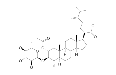 FRUTICOSIDE_D;4-ALPHA-METHYL-2-ALPHA-ACETOXY-5-ALPHA-ERGOST-7,24-(28)-DIEN-21-OIC_ACID_3-BETA-O-ALPHA-L-QUINOVOPYRANOSIDE