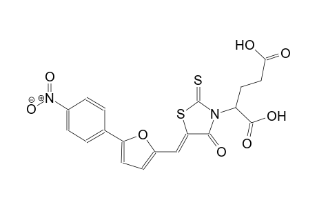 2-((5Z)-5-{[5-(4-nitrophenyl)-2-furyl]methylene}-4-oxo-2-thioxo-1,3-thiazolidin-3-yl)pentanedioic acid