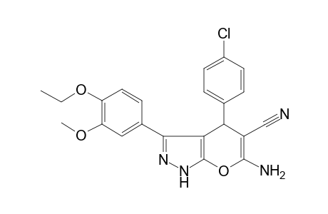 6-Amino-4-(4-chlorophenyl)-3-(4-ethoxy-3-methoxy-phenyl)-2,4-dihydropyrano[2,3-c]pyrazole-5-carbonitrile