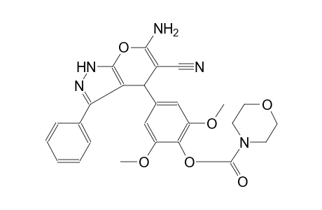 4-morpholinecarboxylic acid, 4-(6-amino-5-cyano-1,4-dihydro-3-phenylpyrano[2,3-c]pyrazol-4-yl)-2,6-dimethoxyphenyl ester