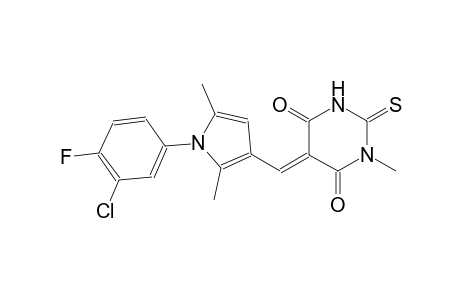 (5E)-5-{[1-(3-chloro-4-fluorophenyl)-2,5-dimethyl-1H-pyrrol-3-yl]methylene}-1-methyl-2-thioxodihydro-4,6(1H,5H)-pyrimidinedione
