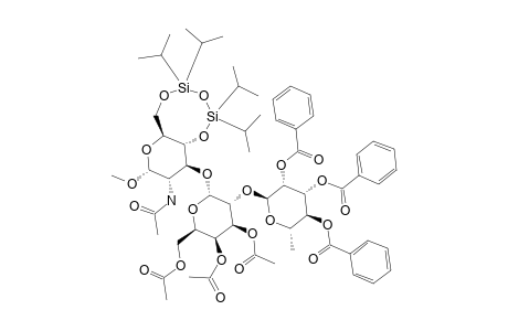 METHYL-O-(2,3,4-TRI-O-BENZOYL-ALPHA-L-RHAMNOPYRANOSYL)-(1->2)-3,4,6-TRI-O-ACETYL-ALPHA-D-GALACTOPYRANOSYL-(1->3)-2-ACETAMIDO-2-DEOXY-4,6-O-(1,1,3,3-TETR