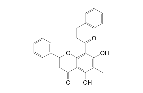 4H-1-Benzopyran-4-one, 2,3-dihydro-5,7-dihydroxy-6-methyl-8-(1-oxo-3-phenyl-2-propenyl)-2-phenyl-
