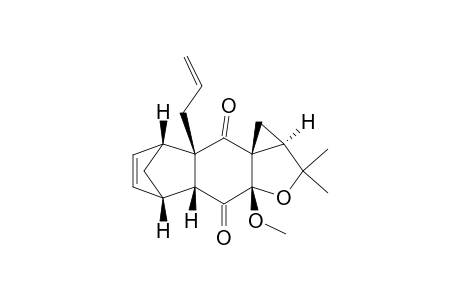 5,8-Methano-1H,9H-cyclopropa[c]naphtho[2,3-b]furan-4,9(3aH)-dione, 1a,2,4a,5,8,8a-hexahydro-3a-methoxy-2,2-dimethyl-8a-(2-propenyl)-, (1a.alpha.,3a.beta.,4a.beta.,5.beta.,8.beta.,8a.beta.,9aS*)-(.+-.)-