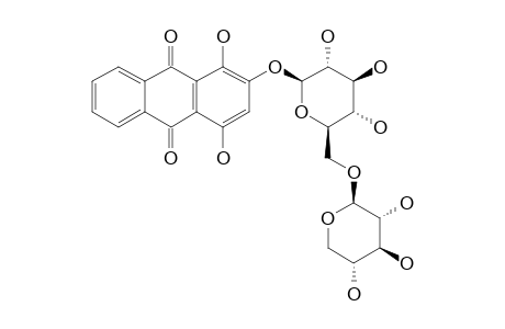 RUBIAYANONE-A;1,4-DIHYDROXYANTHRAQUINONE-2-O-BETA-D-XYLOPYRANOSYL-(1->6)-BETA-D-GLUCOPYRANOSIDE