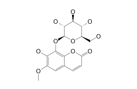 7-hydroxy-6-methoxy-8-[(2S,3R,4S,5S,6R)-3,4,5-trihydroxy-6-methylol-tetrahydropyran-2-yl]oxy-coumarin