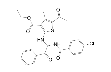 3-Thiophenecarboxylic acid, 5-acetyl-2-[[1-[(4-chlorobenzoyl)amino]-2-oxo-2-phenylethyl]amino]-4-methyl-, ethyl ester