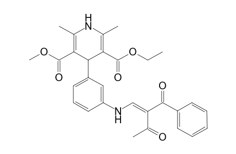 4-[3-[[(E)-2-benzoyl-3-keto-but-1-enyl]amino]phenyl]-2,6-dimethyl-1,4-dihydropyridine-3,5-dicarboxylic acid O5-ethyl ester O3-methyl ester