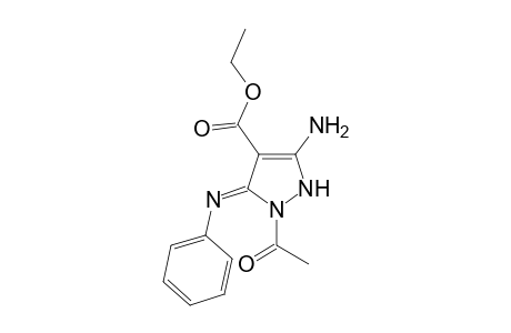 Ethyl N(1)-acetyl-3-amino-5-(phenylimino)-2H-pyrazole-4-carboxylate