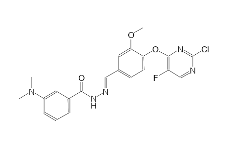N-[(E)-[4-(2-chloranyl-5-fluoranyl-pyrimidin-4-yl)oxy-3-methoxy-phenyl]methylideneamino]-3-(dimethylamino)benzamide
