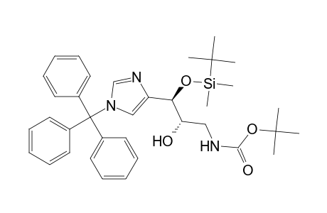 Carbamic acid, [3-[[(1,1-dimethylethyl)dimethylsilyl]oxy]-2-hydroxy-3-[1-(triphenylmethyl)-1H-imidazol-4-yl]propyl]-, 1,1-dimethylethyl ester, (R*,S*)-(.+-.)-