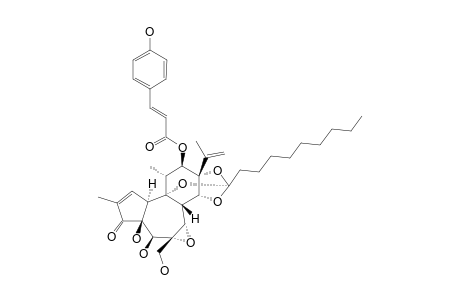 HIRSEIN_B-E;5-BETA-HYDROXYRESINIFERONOL-6-ALPHA,7-ALPHA-EPOXY-12-BETA-(E-COUMAROYLOXY)-9,13,14-ORTHO-DECANOATE