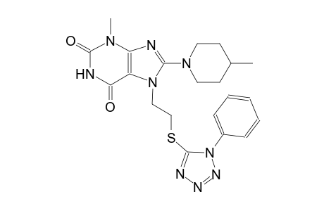 3-methyl-8-(4-methyl-1-piperidinyl)-7-{2-[(1-phenyl-1H-tetraazol-5-yl)sulfanyl]ethyl}-3,7-dihydro-1H-purine-2,6-dione
