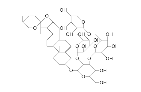 Yamogenin-3-O-.beta.-D-xylopyranosyl-(1-6).beta.-D-glucopyranosyl-(1-3)-U-.alpha.-L-rhamnopyranosyl-(1-2)E-.beta.-D-glucopyranos