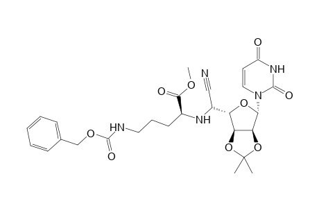 (R/S)-1-{5'-[4"-(Benzyloxycarbonylamino)-1"(S)-(methoxycarbonyl)-n-butylamino]-5'-deoxy-2',3'-O isopropylidene-.beta.,D-allo(.alpha.,L-talo)furanurononitrile}uracil