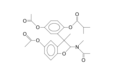 (E)-5-Acetoxy-3-(5-acetoxy-2-[2-methyl-propionyloxy]-phenyl)-3-methyl-2-(N-methyl-acetamido)-2,3-dihydro-benzofuran