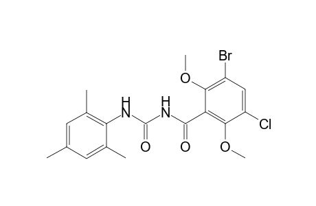 3-Bromanyl-5-chloranyl-2,6-dimethoxy-N-[(2,4,6-trimethylphenyl)carbamoyl]benzamide