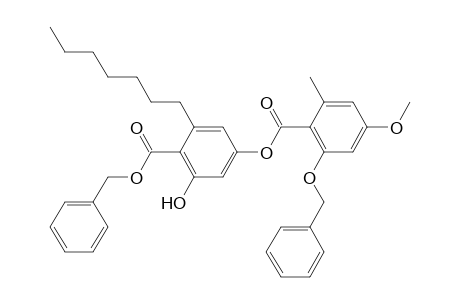 Benzoic acid, 2-heptyl-6-hydroxy-4-[[4-methoxy-2-methyl-6-(phenylmethoxy)benzoyl]oxy]-, phenylmethyl ester