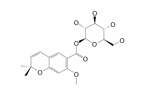 MACROPHYLLOSIDE-C;BETA-D-GLUCOPYRANOSYL-2,2-DIMETHYL-7-METHOXY-2H-1-BENZOPYRAN-6-CARBOXYLATE