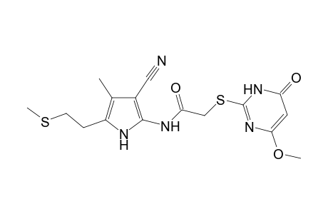 N-{3-cyano-4-methyl-5-[2-(methylsulfanyl)ethyl]-1H-pyrrol-2-yl}-2-[(4-methoxy-6-oxo-1,6-dihydropyrimidin-2-yl)sulfanyl]acetamide