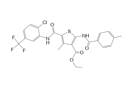 ethyl 5-{[2-chloro-5-(trifluoromethyl)anilino]carbonyl}-4-methyl-2-[(4-methylbenzoyl)amino]-3-thiophenecarboxylate