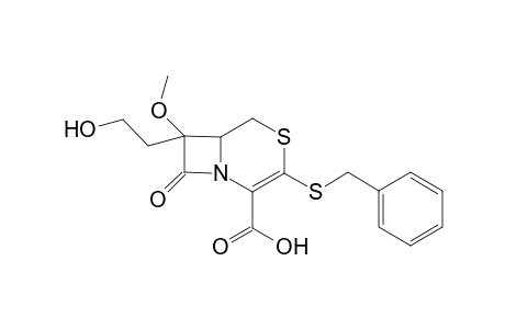 3-Benzylthio-7-hydroxyethyl-7-methoxy-1-dethia-2-thia-3-cephemcarboxylic acid