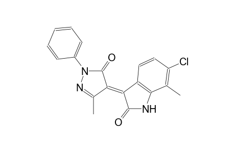 (3E)-6-chloro-7-methyl-3-(3-methyl-5-oxo-1-phenyl-1,5-dihydro-4H-pyrazol-4-ylidene)-1,3-dihydro-2H-indol-2-one