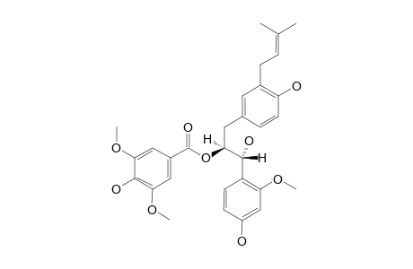 ERYVARINOL-B;1-(4-HYDROXY-2-METHOXYPHENYL)-2-(4-HYDROXY-3,5-DIMETHOXYBENZOYLOXY)-3-(4-HYDROXY-3-PRENYLPHENYL)-PROPAN-1-OL