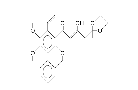 6'-Benzyloxy-3-oxo-3',4'-dimethoxy-4-(2-methyl-1,3-dioxolan-2-yl)-2'-(1-propenyl)-butyrophenone enol-form