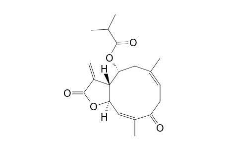 Propanoic acid, 2-methyl-, 2,3,3a,4,5,8,9,11a-octahydro-6,10-dimethyl-3-methylene-2,9-dioxocyclo deca[b]furan-4-yl ester, [3aR-(3aR*,4R*,6Z,10Z,11aR*)]-