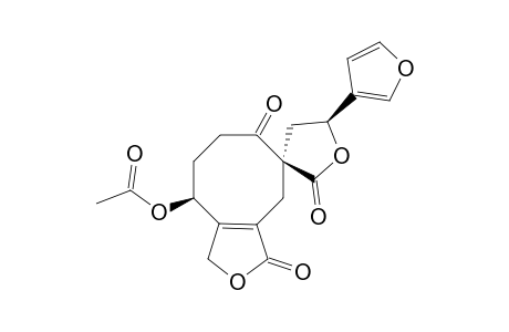 Teubrevin F [(9R,12S)-3.beta.-acetoxy-15,16-epoxy-10-oxo-5,10-sec-9(8-19)abeo-7,8,17-trinor-neo-cleroda-4,13(16),14-trien-6,8;20,12-diolide)